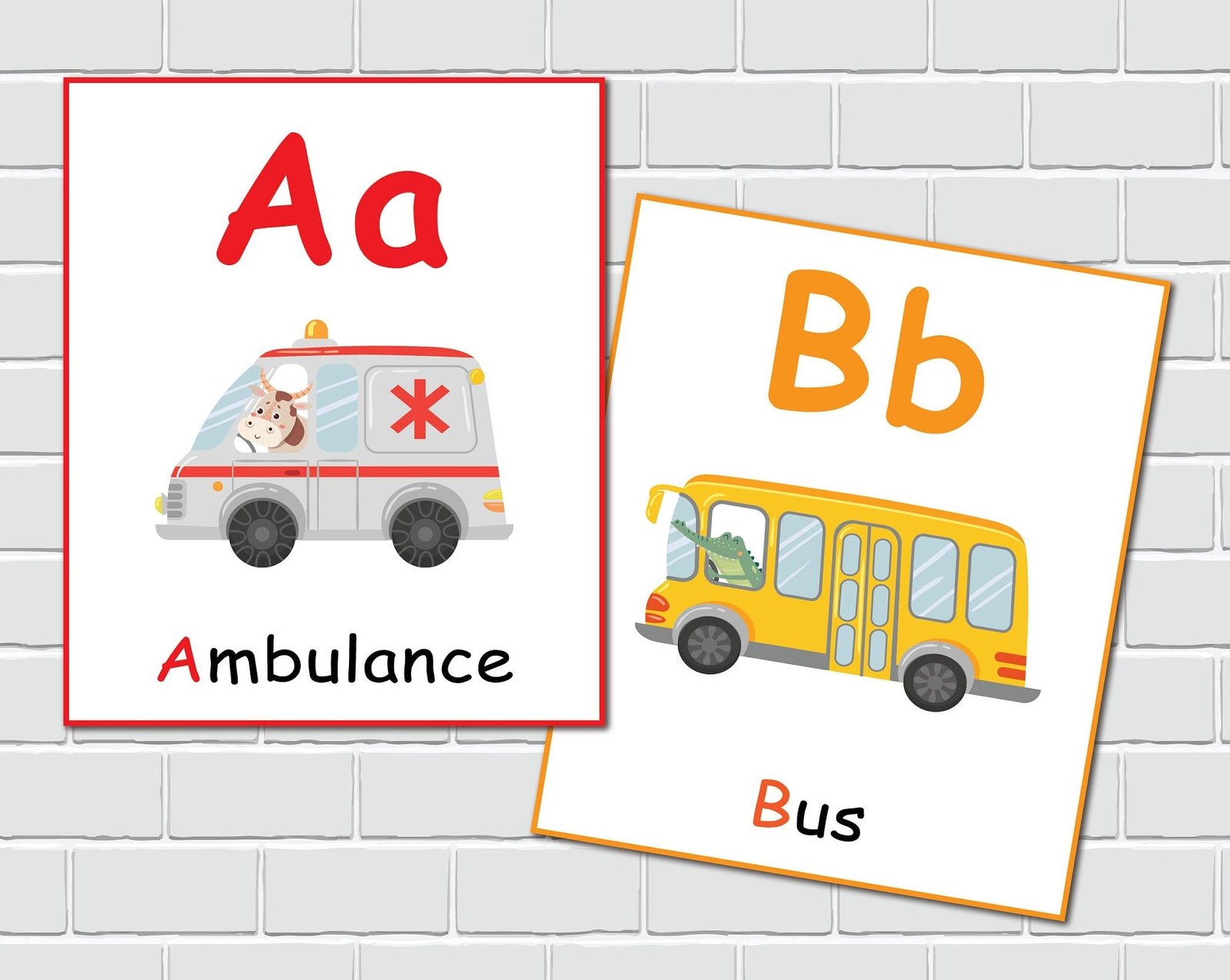 Alphabet Flashcards, Transportation Theme, ABC Printable Flash Cards, Homeschool Curriculum, Preschool Learning. - Image 3