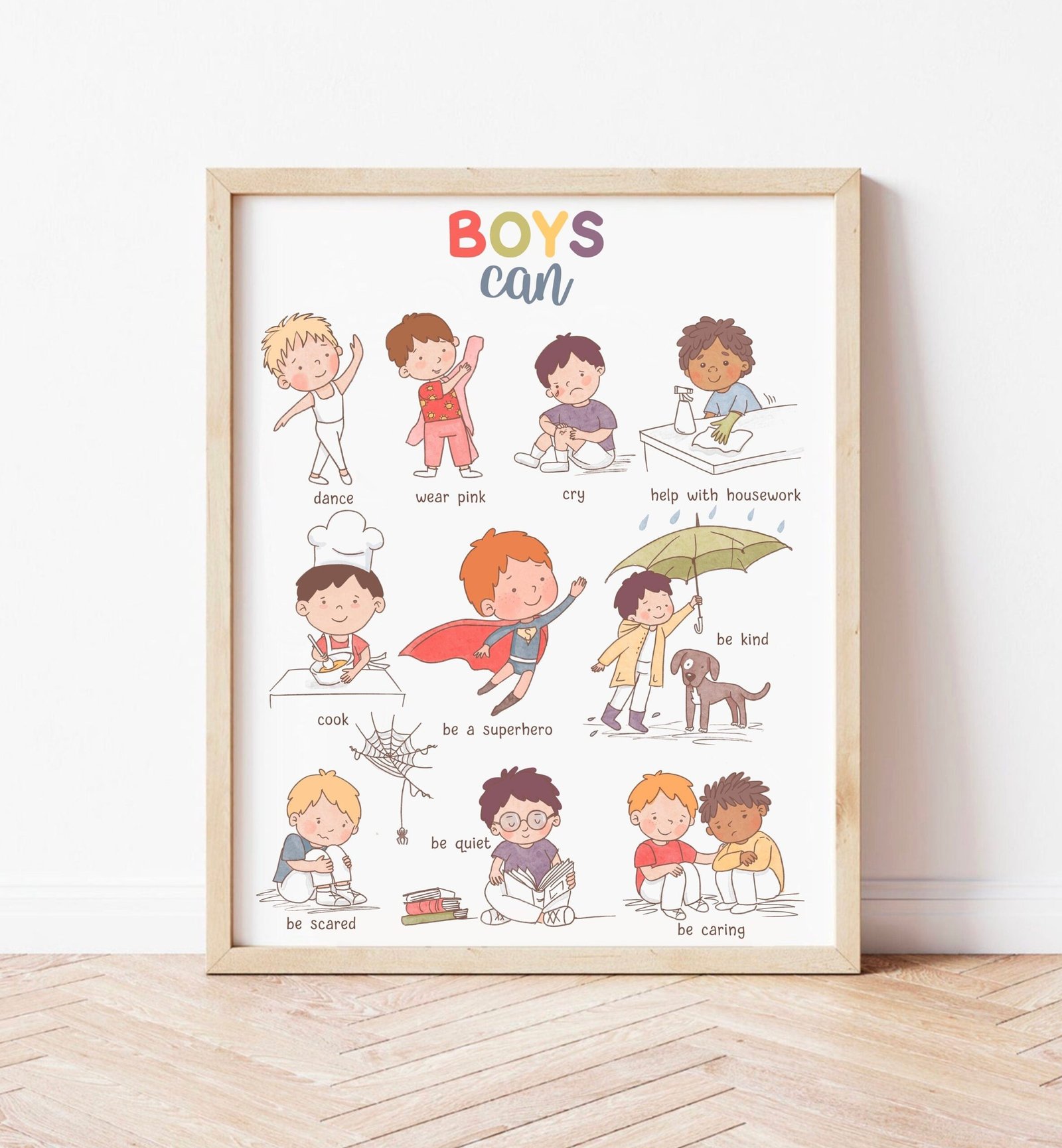 Boys Can Poster School Social Worker Downloadable Prints Calming Wall Art Therapy Office Decor Calming Corner Classroom Inspirational Art