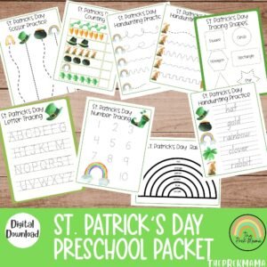 St. Patrick's Day Preschool Packet, Preschool Worksheets, Preschool Printable, Homeschool, Toddler Printable, St Patrick's Day Worksheet