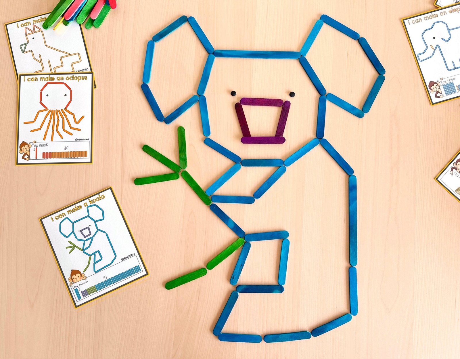 Animals Popsicle Sticks Activity for Toddlers Montessori Printable Learning Resources Fine Motor Skills Summer Activities Popsicle Activity - Image 5