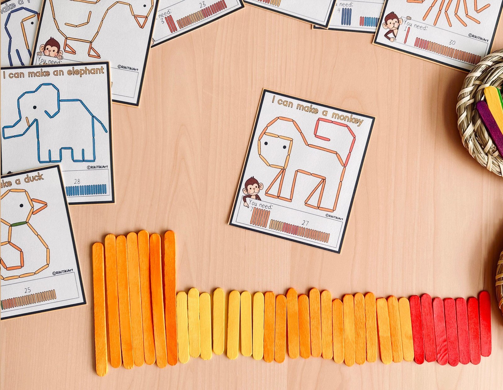 Animals Popsicle Sticks Activity for Toddlers Montessori Printable Learning Resources Fine Motor Skills Summer Activities Popsicle Activity - Image 3