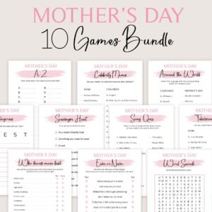 Mothers Day Game Bundle Mothers Day Party Game Mother Day Brunch Ideas Who knows Mom Best Activities for Mom Pink Printable Digital