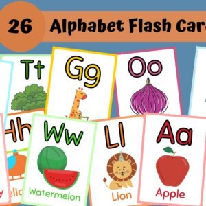 26 ABC Flash Cards, Educational Cards, A-Z Cards, Learn ABCs, Alphabet Flashcards, Kids Colors Alphabet, Montessori Cards, Digital Download