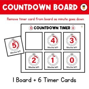 VISUAL TIMER BOARD | Countdown Cards | Behavior Visuals | Classroom Management | Counting | Time Out | Preschool | Autism | Time Card