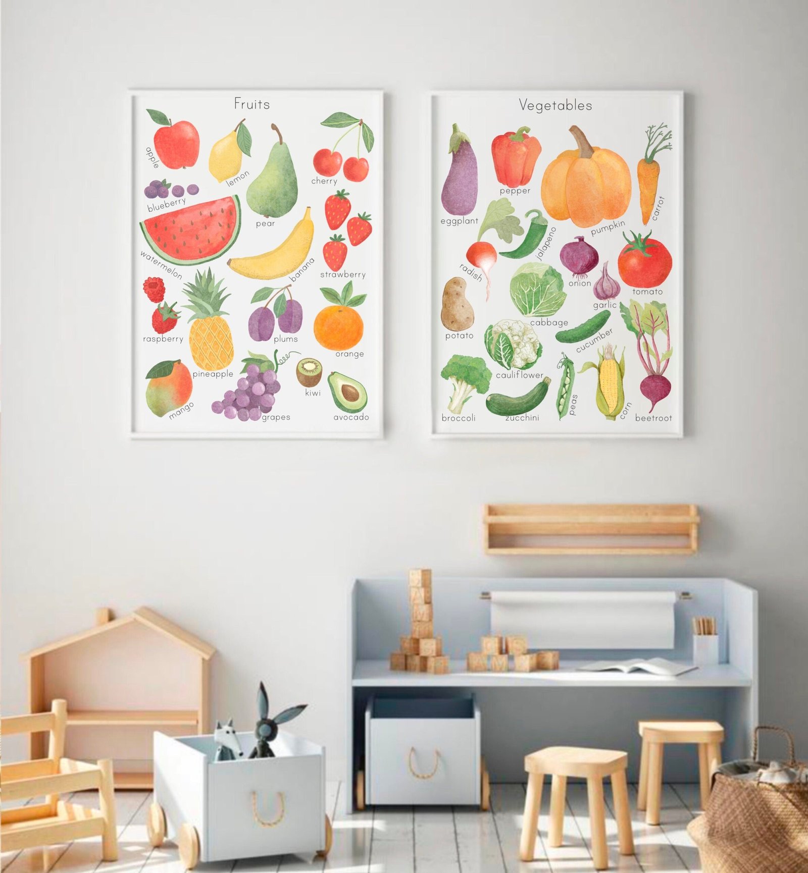 Watercolor Vegetables Poster Homeschool Educational Posters for Toddler Montessori Playroom Wall Art Downloadable Prints Preschool Learning - Image 4