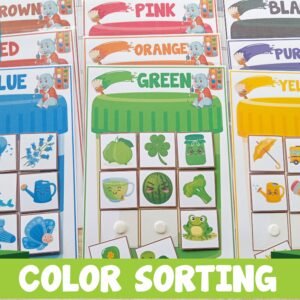 Color Sorting And Matching Activities Printable, Toddler Learning Binder, Montessori Materials, Homeschool Preschool Curriculum