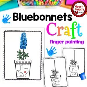 Bluebonnet Craft, Kids Printable Craft Template, Texas Craft, Finger Paint, Mothers Day, Homeschool, Teachers Resources,Instant PDF Download