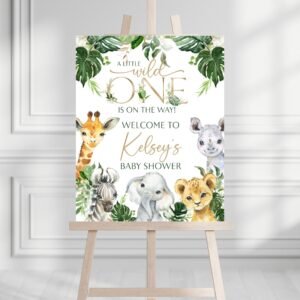 Baby shower welcome sign - Editable - Printable - Safari - Jungle Animals - Wild One