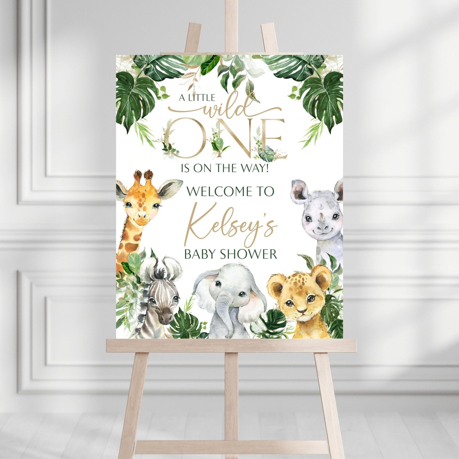 Baby shower welcome sign - Editable - Printable - Safari - Jungle Animals - Wild One