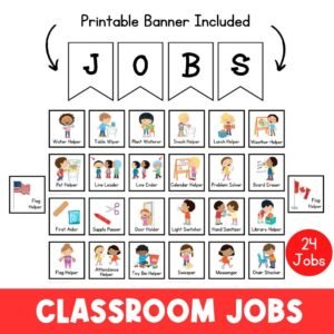 25 Classroom Jobs Cards | Classroom Visual Task Cards | Classroom Decor | Daily Routine Chart | Daycare | Classroom Printables | Teacher