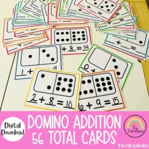 Domino Addition Cards, Math Task Box, Montessori Printable, Homeschool Math Addition, Pre-K Counting, Preschool Printable, Math Activity
