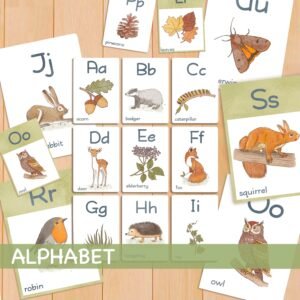Woodland Alphabet Flashcards: Watercolor Forest ABC Cards (Digital Download)