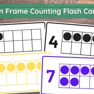 20 Printable Ten Frame Counting Mental Math Flash Cards | Preschool-Second Grade | Educational Learning Activity | Counting 1 to 20