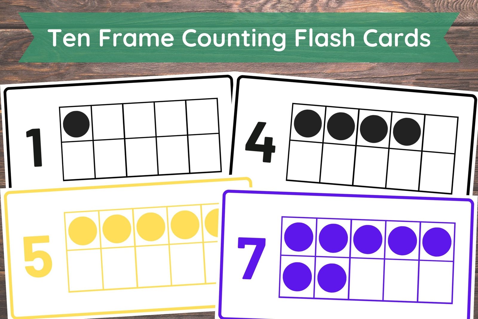 20 Printable Ten Frame Counting Mental Math Flash Cards | Preschool-Second Grade | Educational Learning Activity | Counting 1 to 20
