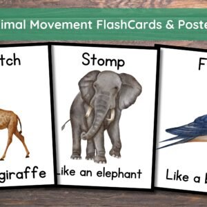 Animal Movement Cards, Movement Activity, Action Cards, Circle Time, Educational Preschool Printable Activity, Toddler,Preschool, Homeschool