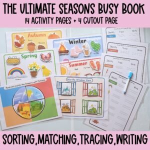 Toddler busy book,Seasons Matching, Preschool curriculum, Seasons Sorting, toddler Worksheets, Season Busy book for toddlers