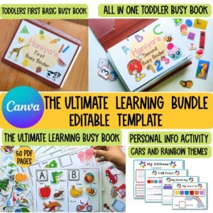 Toddler Busy Book Mega Bundle, preschool busy book ,Quiet book,learning binder,Montessori Busy Book,Editable CANVA Template, homeschool