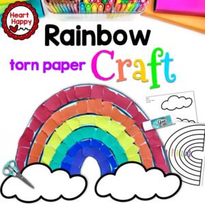 Rainbow Torn Paper Craft, Kids Printable Craft Template, Spring, Weather Craft, Homeschool, Teachers Resources, Instant PDF Download
