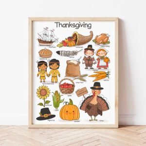Thanksgiving Poster Playroom Printable Wall Art Fall Nursery Thanksgiving Decor Printable Classroom Posters Homeschool Montessori Wall Decor