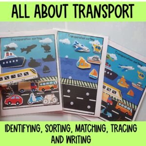 Busy Binder Activity, Transportation Sorting Activity, Homeschool Preschool curriculum,Toddler Busy Book, Toddler Worksheets,Transport