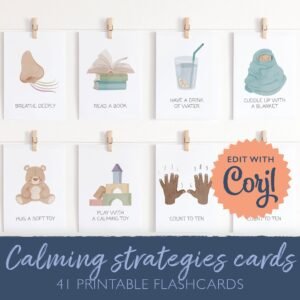 Calming Strategies Flashcards: Montessori Feelings, Techniques (Digital Download)