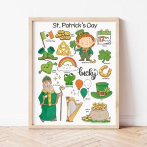 St Patricks Day Poster Homeschool Downloadable Prints Educational Posters for Toddlers Playroom Wall Decor Montessori Printable Wall Art