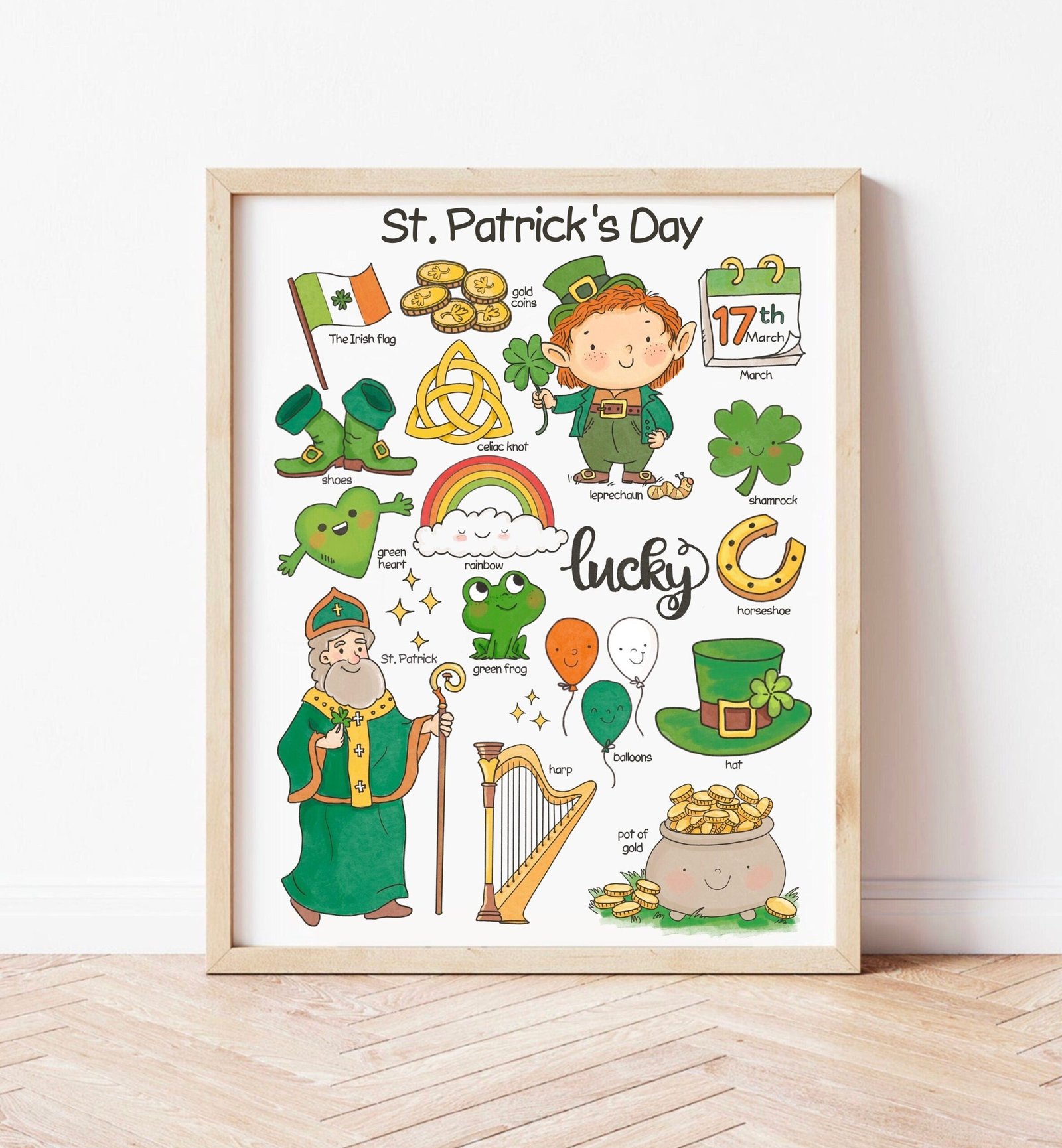 St Patricks Day Poster Homeschool Downloadable Prints Educational Posters for Toddlers Playroom Wall Decor Montessori Printable Wall Art