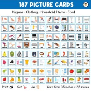 187 PICTURE CARDS | First Then | Visual Aid | Schedule | Adult | Senior | Food Clothing Furniture Household  | Task Card | Dementia | Autism