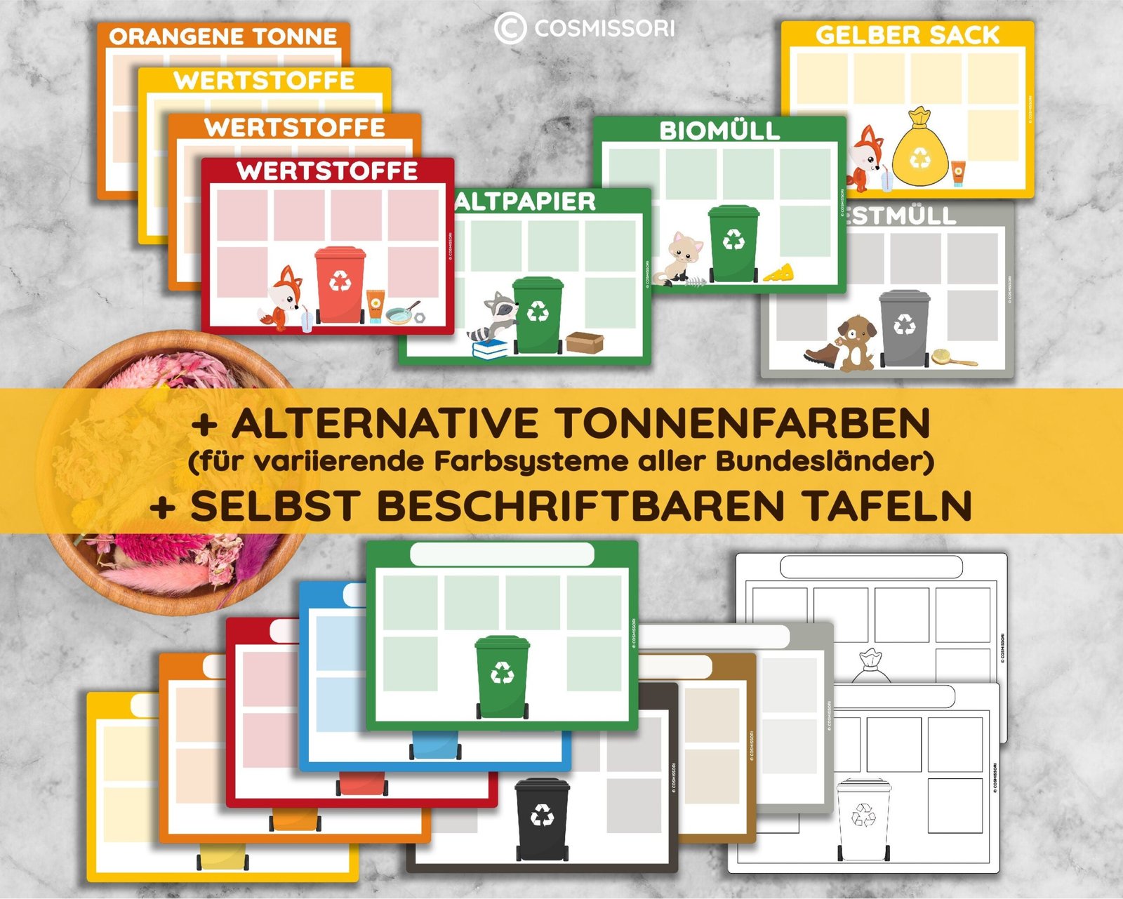 Recycling Waste Separation Learning Game Sorting Game Montessori PDF Printable Template Waste Cycle Picture Cards German Daycare Kindergarten Gift DIY Template - Image 5