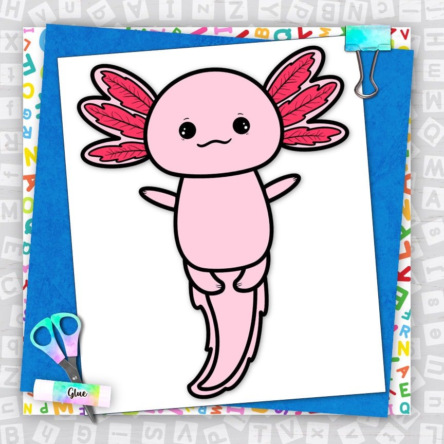 Axolotl Craft, Kids Printable Craft Template, Letter A, Amphibians, Science, Homeschool, Teachers Resources, Instant PDF Download - Image 2