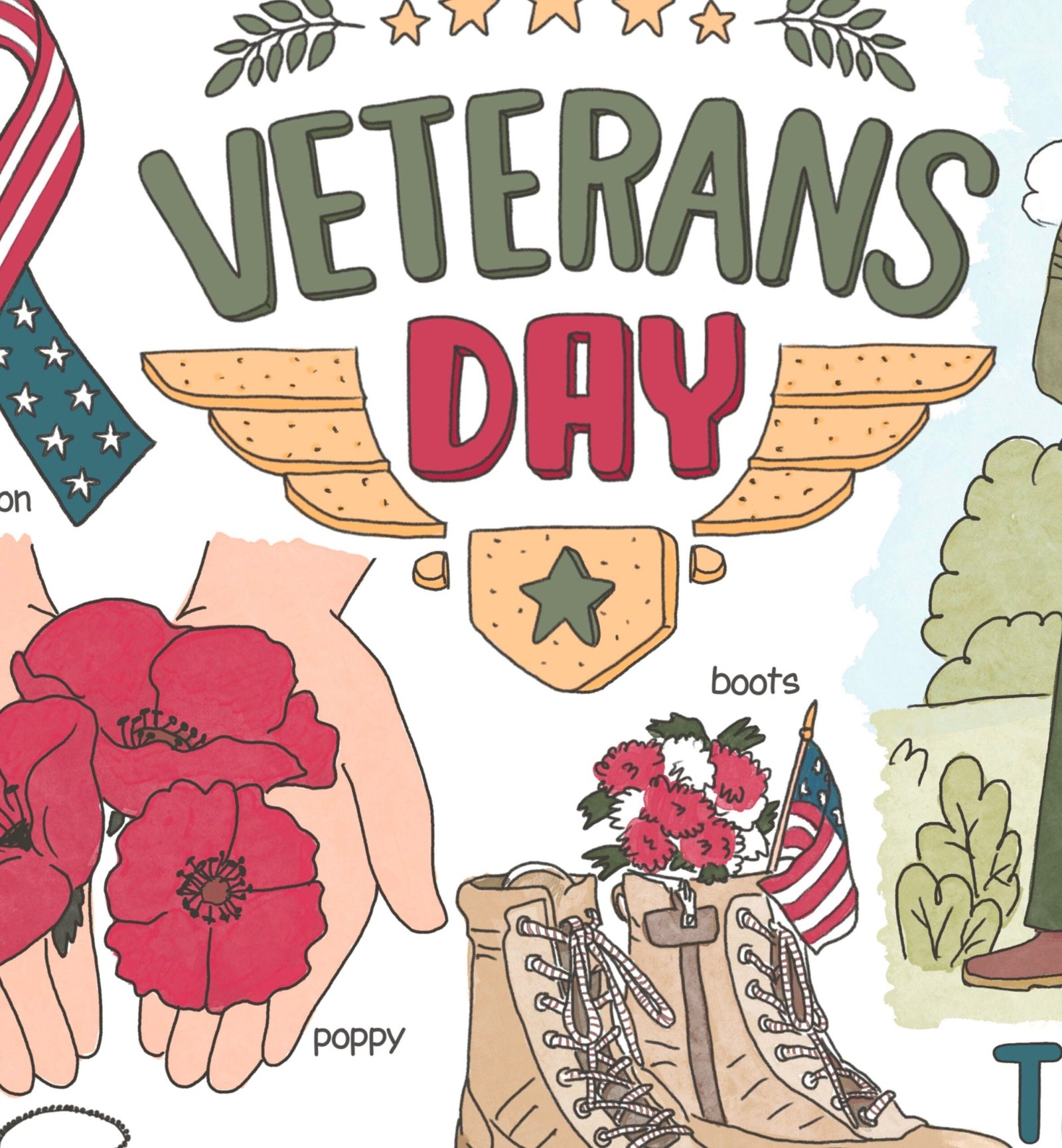 Veterans Day Poster Educational Classroom Decor Downloadable Prints Printable Preschool Learning Materials Watercolor Homeschool Wall Art - Image 5