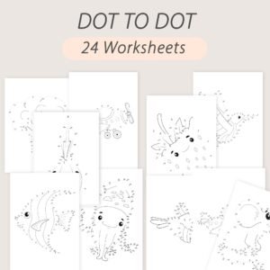 Dot to Dot Worksheet Connect The Dots Book Pages Kids Dot-to-dot Coloring Pages Preschool Activity Book Homeschool Busy Book PRINTABLE