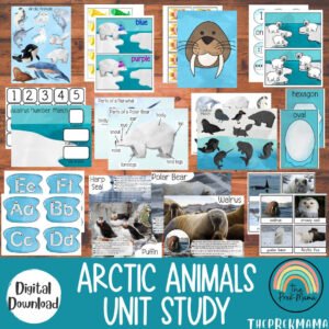 Arctic Animals Unit Study, Homeschool Learning Materials, Educational Activities for Preschool, Arctic Animal Preschool Printable