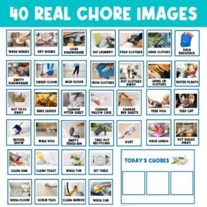40 CHORES TASK CARDS | Chore Chart | Daily Routine | First Then Board | Visual Aid | Visual Schedule | Behavior Chart | Real Pictures