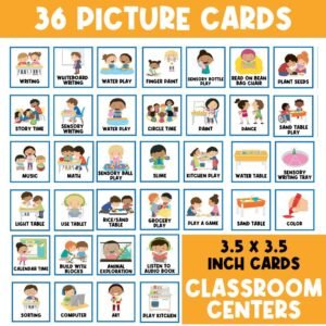 36 CLASSROOM CENTER | Picture Cards | Toys | Visual | Printable Signs | School | Activities for Kids | Classroom Signs | Activity Signs