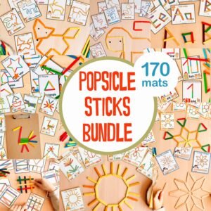BUNDLE Popsicle Sticks Activity, Fine Motor Skills Montessori Printable Activities for Kids Preschool Matching Activities Game for Toddlers