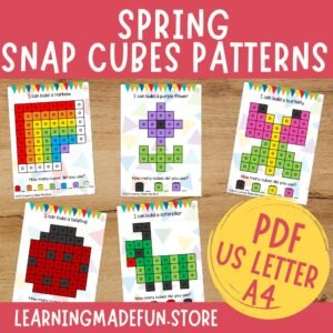 Spring Snap Cubes Pattern Cards: Math Game (Digital Download)