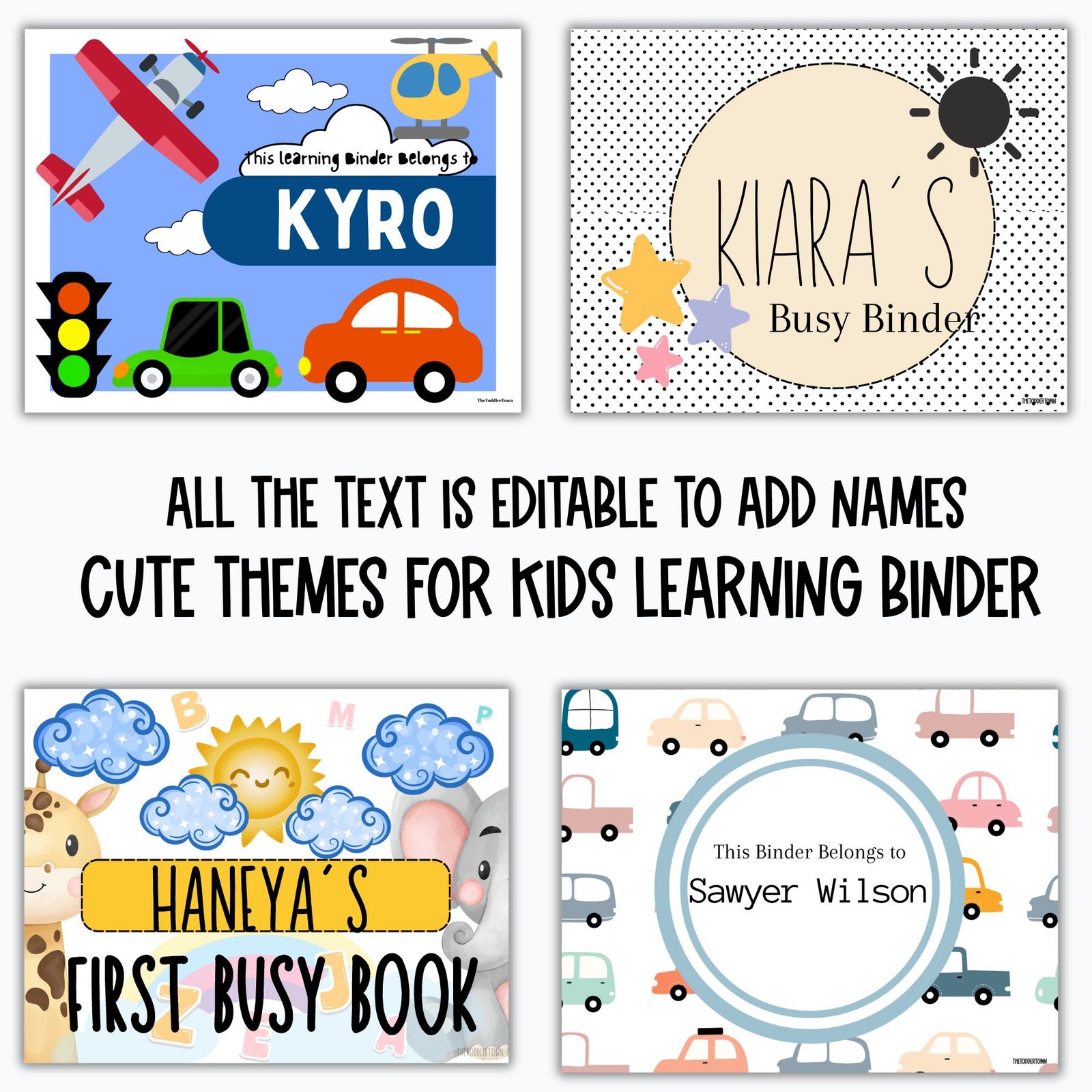 Toddler busy Book Cover pages Editable Template, Binder covers Editable, Personalized Binder covers, Preschool Busy Book, learning binder - Image 2