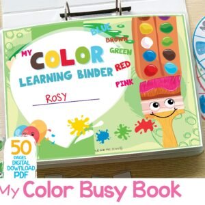 Color Sorting Busy Book Personalized Toddler Learning Binder Printable Preschool Quiet Book Homeschool Materials