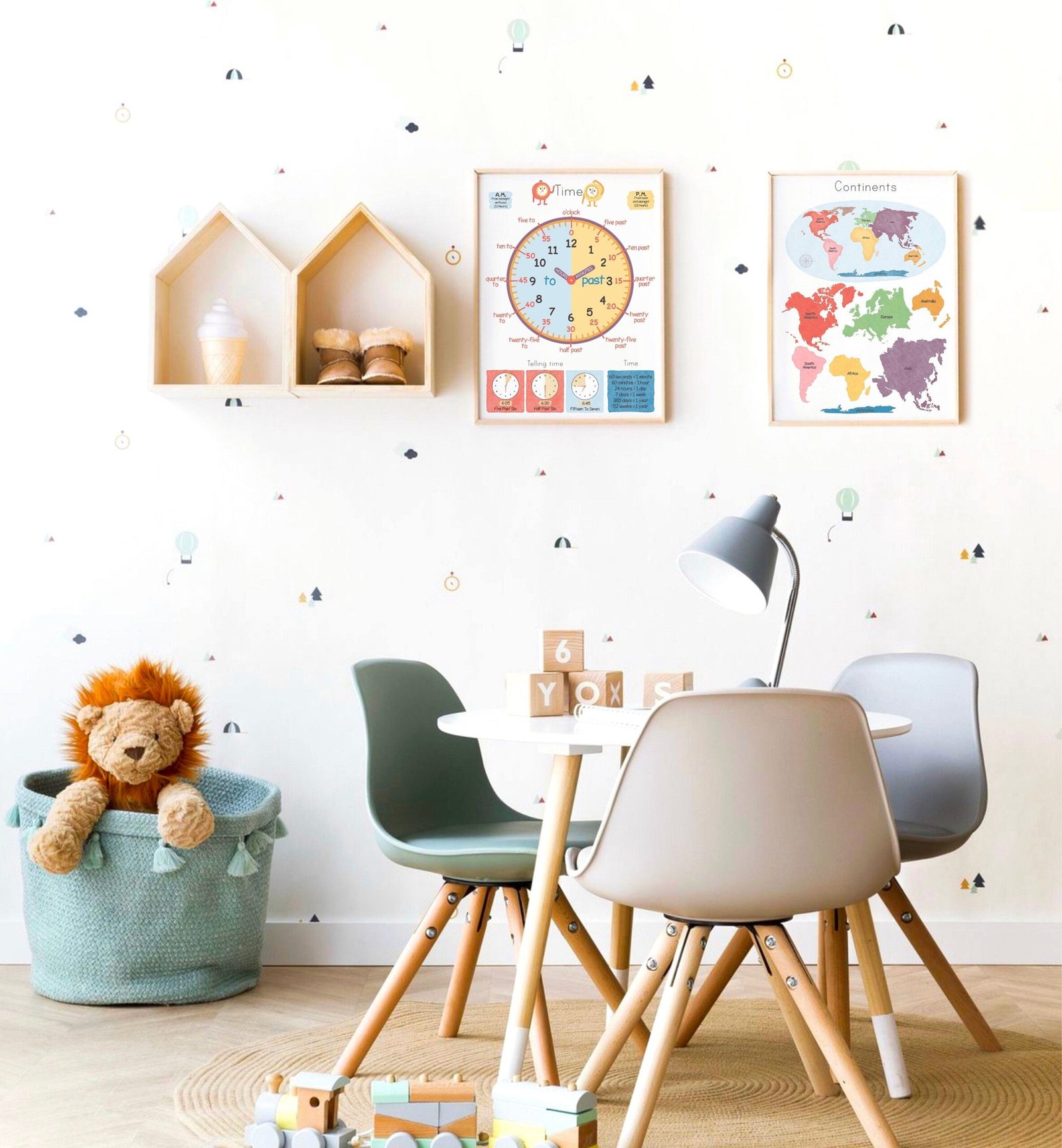 Telling Time Poster Playroom Rainbow Decor Learning Clock Printable Classroom Decor Kids Educational Poster Homeschool Montessori Printables - Image 4