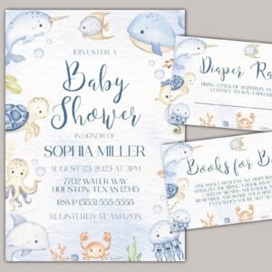 Under the sea invite - Editable - Printable - Invitation Template - Digital Download - Baby Shower Invitation