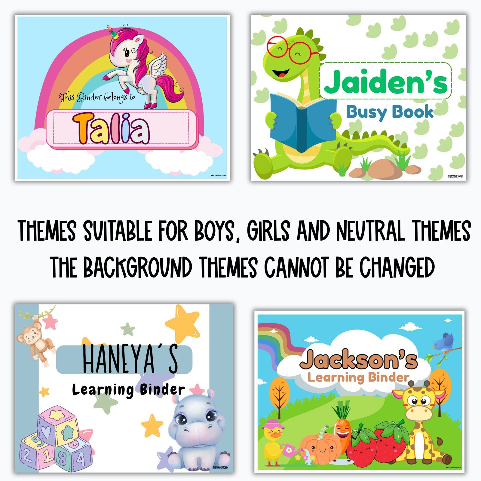 Toddler busy Book Cover pages Editable Template, Binder covers Editable, Personalized Binder covers, Preschool Busy Book, learning binder - Image 3