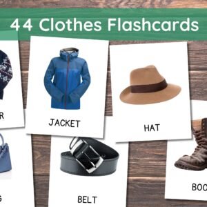 Clothes (Real Pictures) • 44 Montessori Cards • Flash Cards Nomenclature FlashCards PDF Printable Cards Montessori Preschool Kindergarten