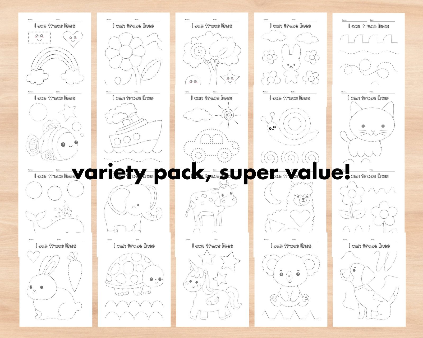 70 Preschool Line Tracing Worksheets Bundle, Line Trace Page Printable, Homeschool busybook,Kindergarten Curriculum Learning,Pre Handwriting - Image 3