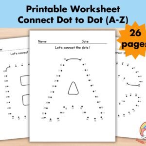 Connect the Dots Printable Pages, Preschool Alphabets A to Z Dot to Dot worksheet for Kids, Homeschool busy book curriculum learning, Dab it