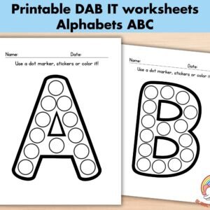 Dot Marker Coloring Pages, Do a dot activity,Printable Alphabet Dab It Worksheets, Uppercase ABC Worksheets Practice for Preschool Workbooks