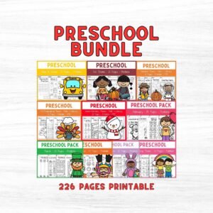 Worksheet Bundle - Printable - Preschool - Instant Download - No prep - Math - Language Arts - Digital Download