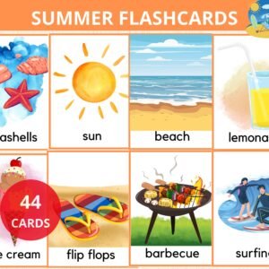 Summer Flashcards, Seasons flashcard,Beach Cards,summer montessori,Homeschool Activities,Preschool Flashcards,summer season cards,vocabulary