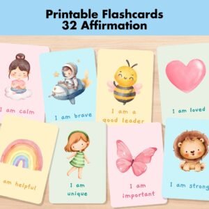 32 Affirmation Cards For Kids Printable Positive Affirmation Montessori Flashcards Motivational Cards Mental Health Anxiety Watercolor