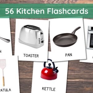 56 Montessori Cards In The Kitchen (Real Pictures) Flash Cards Nomenclature Cards Printable Cards Montessori Preschool Kindergarten